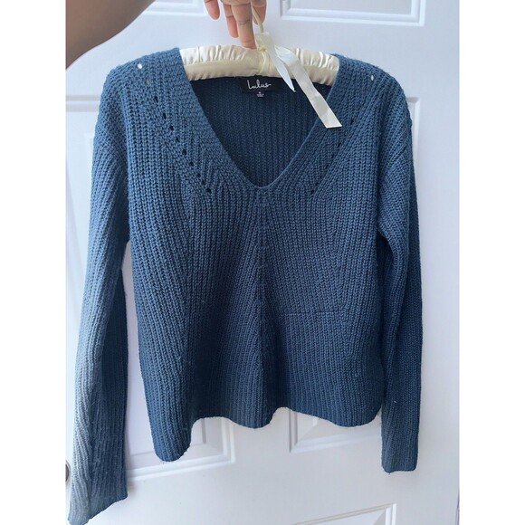 Lulus Teal Multi Knit V- Neck Sweater SKU 3 - Picture 3 of 7